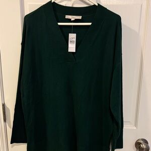 LOFT Women's Forest Green V-Neck Sweater